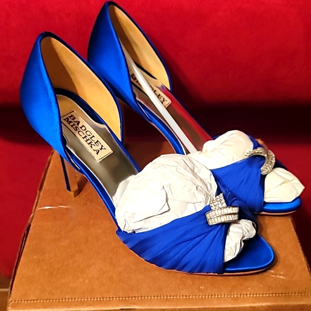Badgley Mischka Silk Pumps-Jeweled